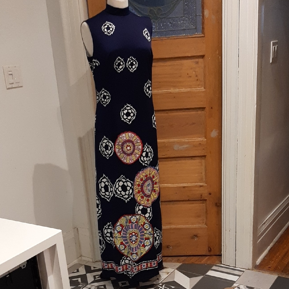 Vintage Resort Jacques Esterel Paris Long Dress Cruise Wear 44 or 12